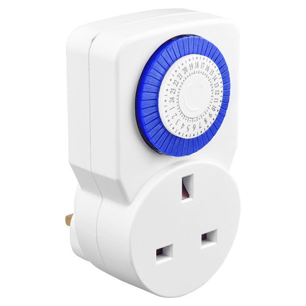 Masterplug 24 Hours Mechanical Timer Adaptor - White | TMS24-MP from Masterplug - DID Electrical