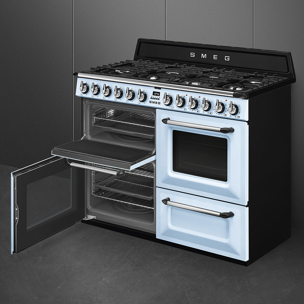 Smeg Victoria 110CM Freestanding Dual Fuel Range Cooker - Pastel Blue | TR4110AZ from Smeg - DID Electrical