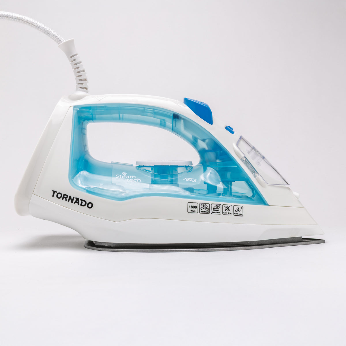 Tornado Steam Iron with Teflon Soleplate - White and Blue | TST-1800B from Tornado - DID Electrical