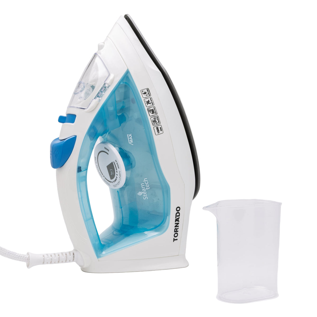 Tornado Steam Iron with Teflon Soleplate - White and Blue | TST-1800B from Tornado - DID Electrical