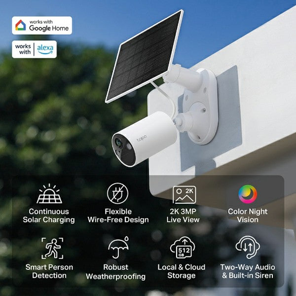 Tapo 2K Solar-Powered Security Camera with Kit - White | Tapo C410 KIT from Tapo - DID Electrical
