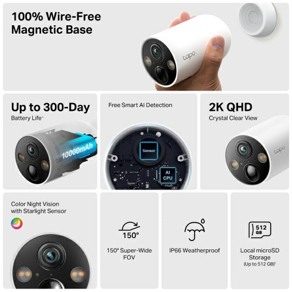 Tapo 2K Smart Wire-Free Security Camera - White | Tapo C425 from Tapo - DID Electrical