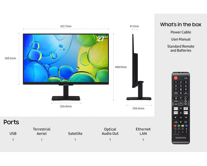 Samsung F6000 27" Full HD Smart TV - Black | UE27F6000FKXXU