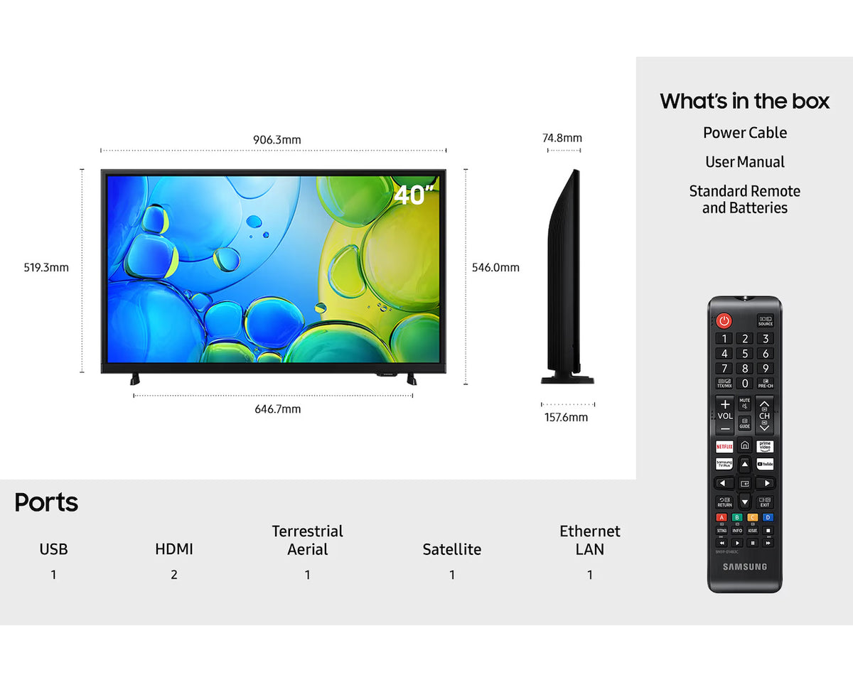Samsung F6000 40" FHD Smart TV - Black | UE40F6000FKXXU