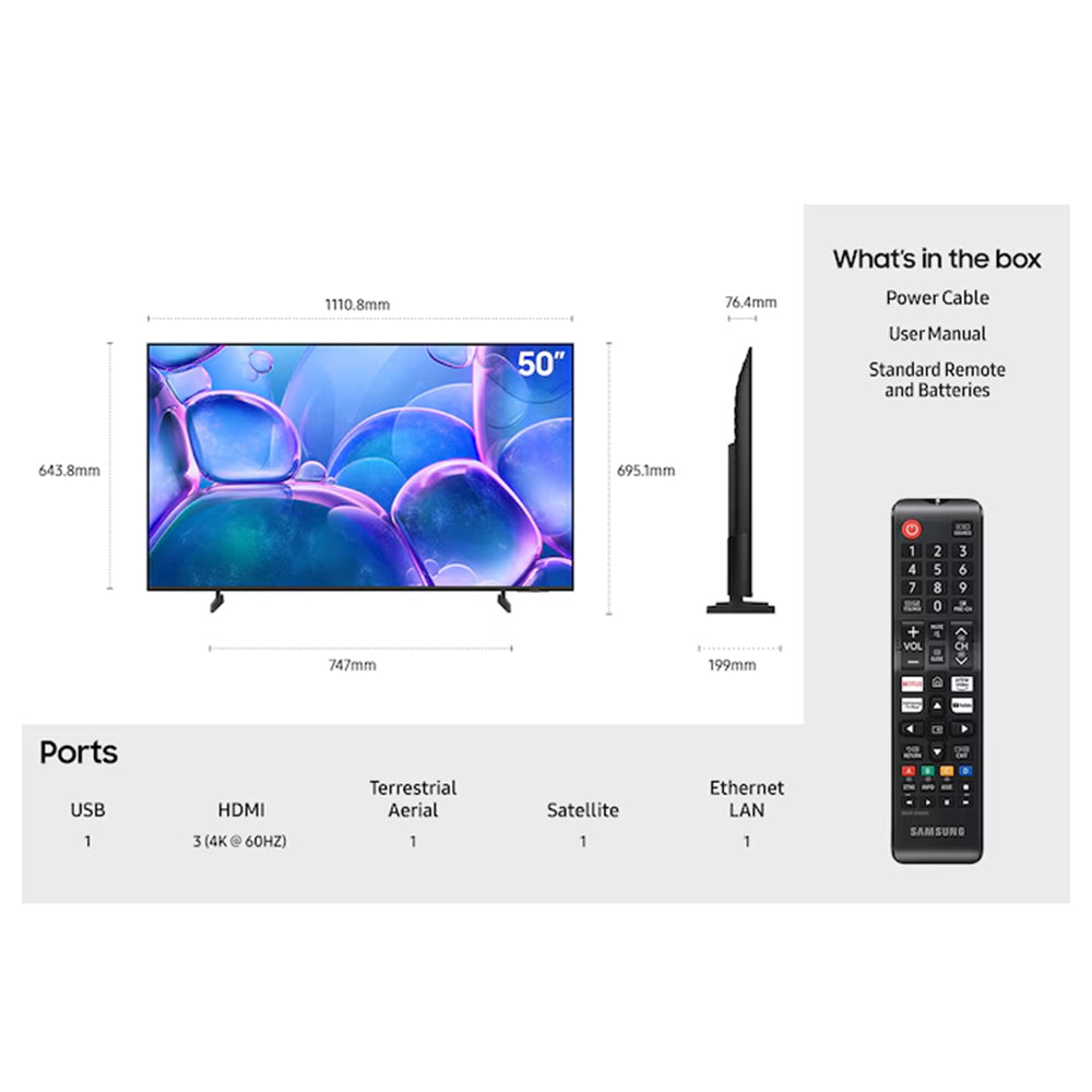 Samsung U7000F 50" 4K Smart TV - Black | UE50U7000FKXXU from Samsung - DID Electrical