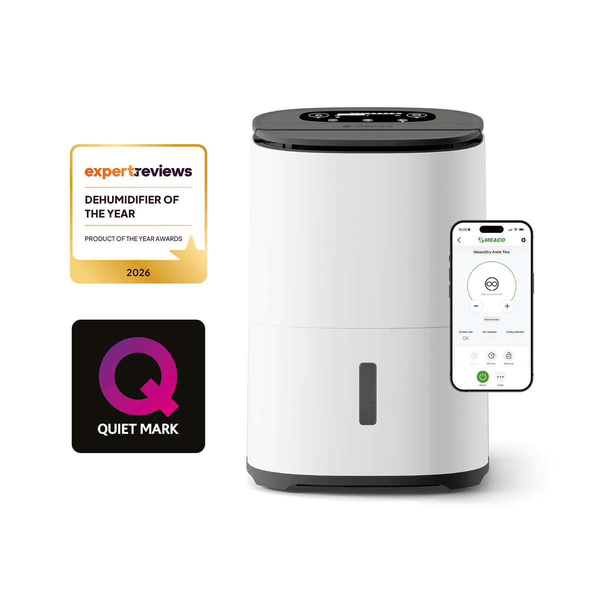 MeacoDry Arete Two 12L Dehumidifier with Air Purifier - White | 44005/ARETE2