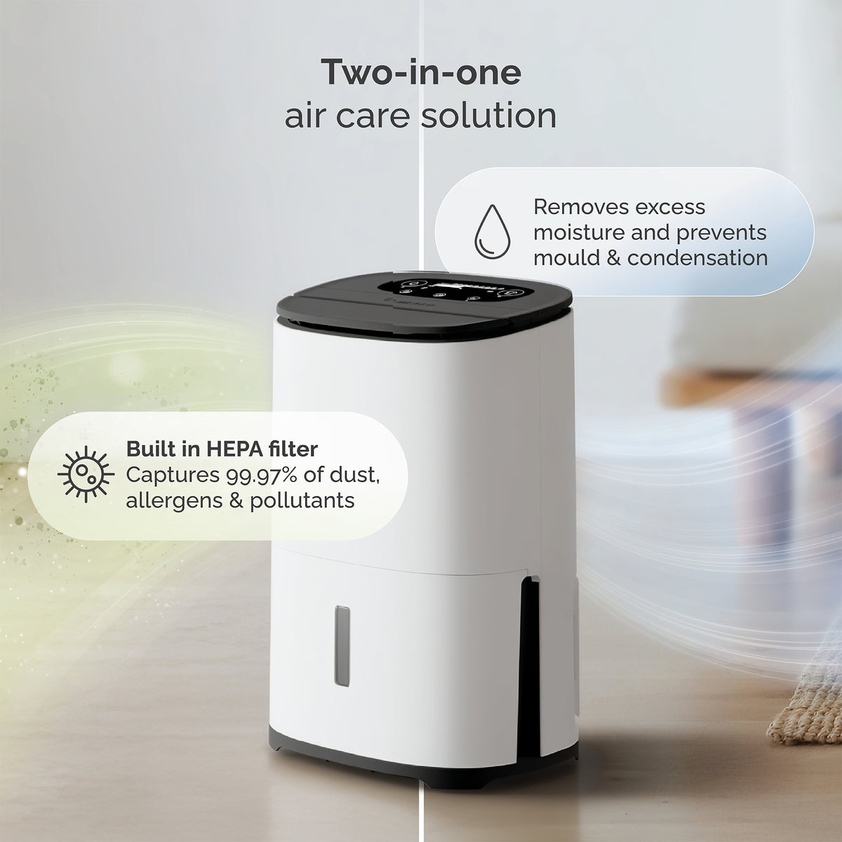 MeacoDry Arete Two 12L Dehumidifier with Air Purifier - White | 44005/ARETE2