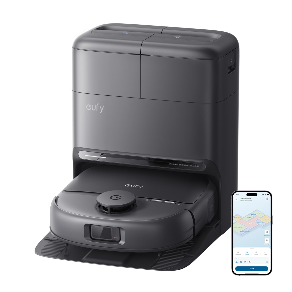 Eufy Omni C28A Bagless Robot Vacuum Cleaner with Accessory Kit - Black | T211AV10