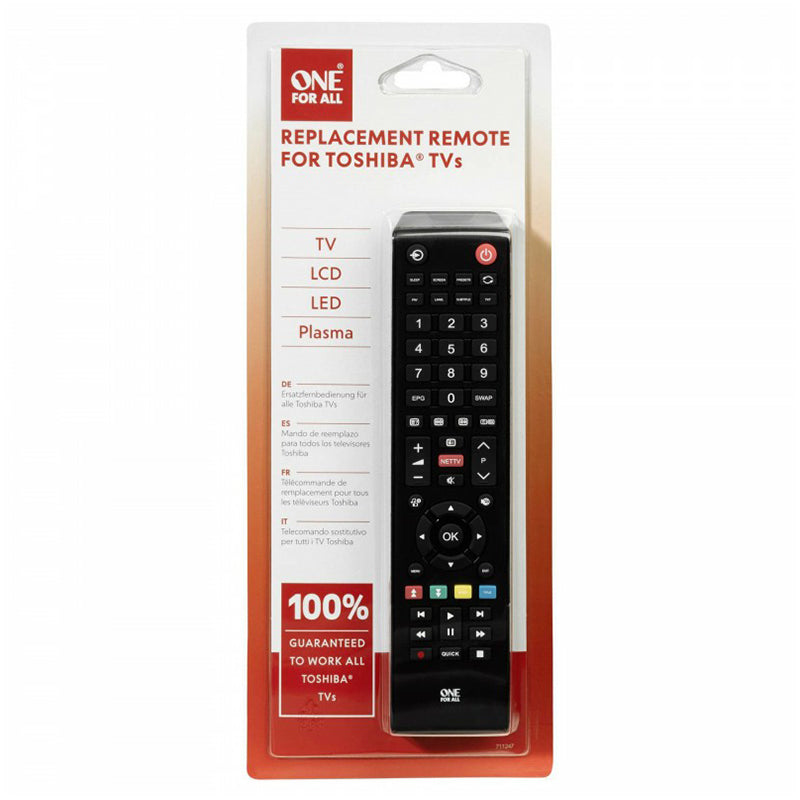 One For All Replacement Remote for Toshiba TV - Black | URC1919 from Oneforall - DID Electrical