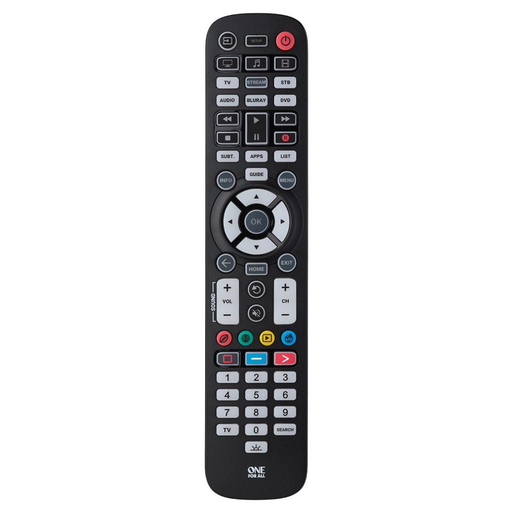 One For All Essential 6 Antimicrobial Remote Control - Black | URC3661 from One For All - DID Electrical