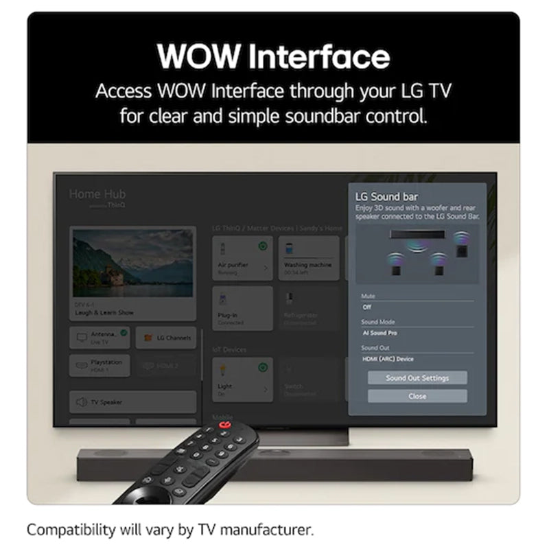 LG 3.1.3CH Soundbar with Subwoofer - Black | USC9S.DGBRLLM from LG - DID Electrical