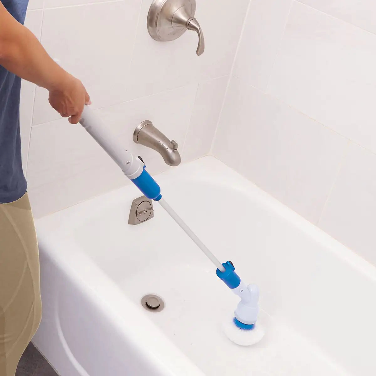 JML Hurricane Spin Scrubber The Reach Anywhere Cordless Electric Scrubber - White &amp; Blue | V0827 from JML - DID Electrical