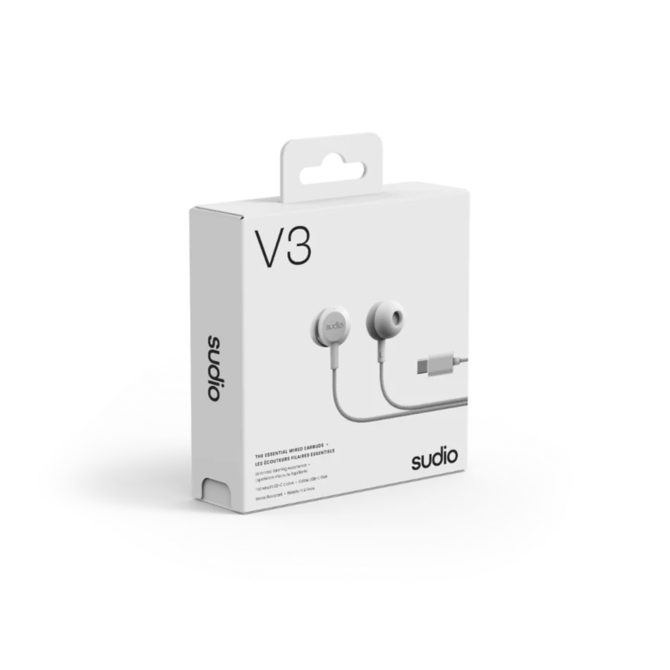 Sudio V3 The Essential In-Ear Wired Earbuds - Grey White | V3WHT