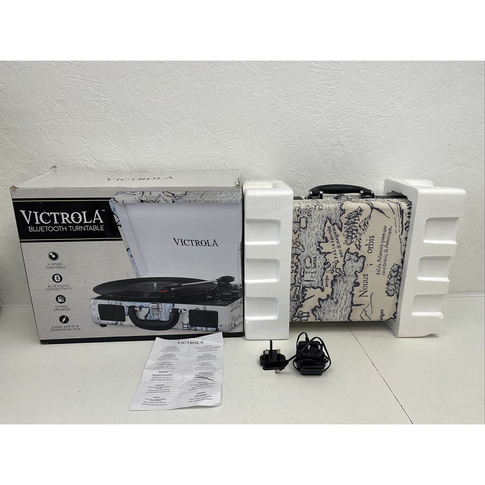 Victrola Built-in Stereo Bluetooth Portable Suitcase Record Player - Map Print | VSC-550BT-P4 from Victrola - DID Electrical