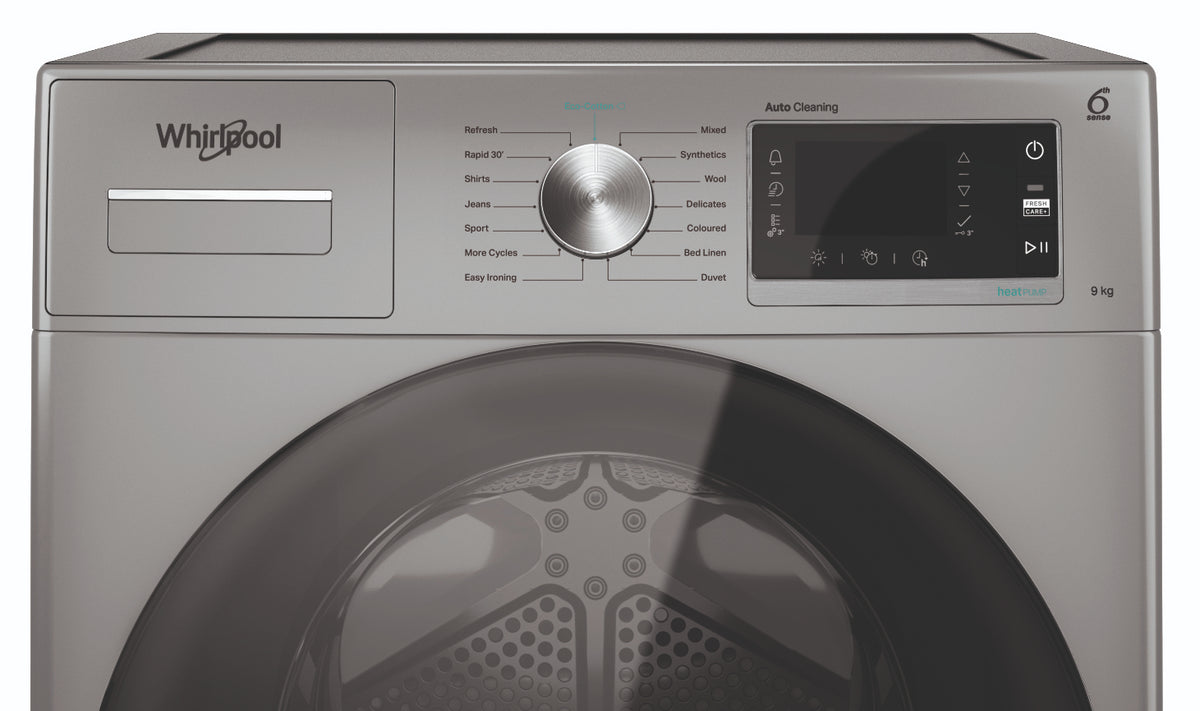Whirlpool 9KG Freestanding Heat Pump Tumble Dryer Silver DID Electrical