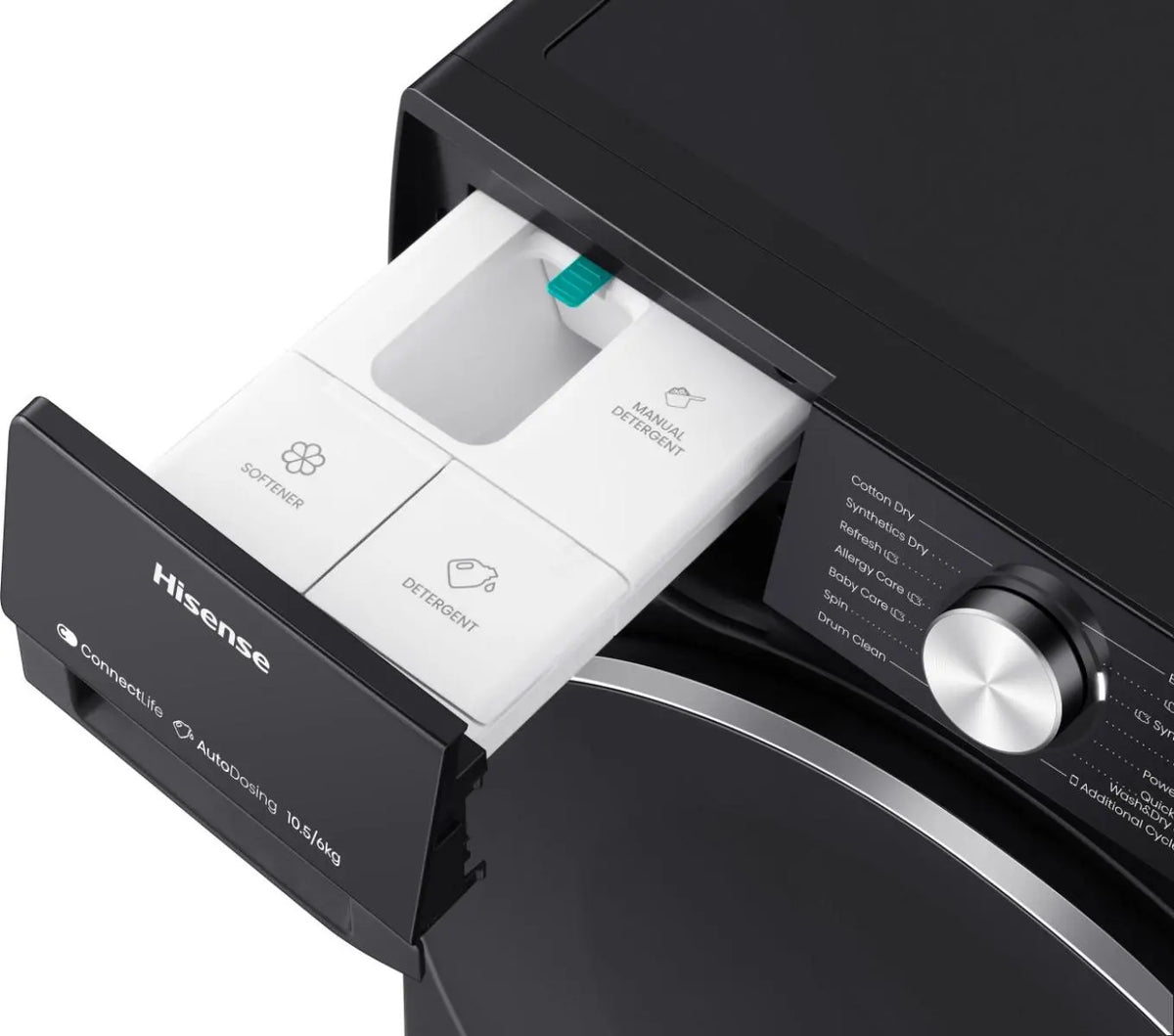 Hisense 5S Series 10.5KG/6KG 1400RPM Freestanding Washer Dryer - Black | WD5S1045BB