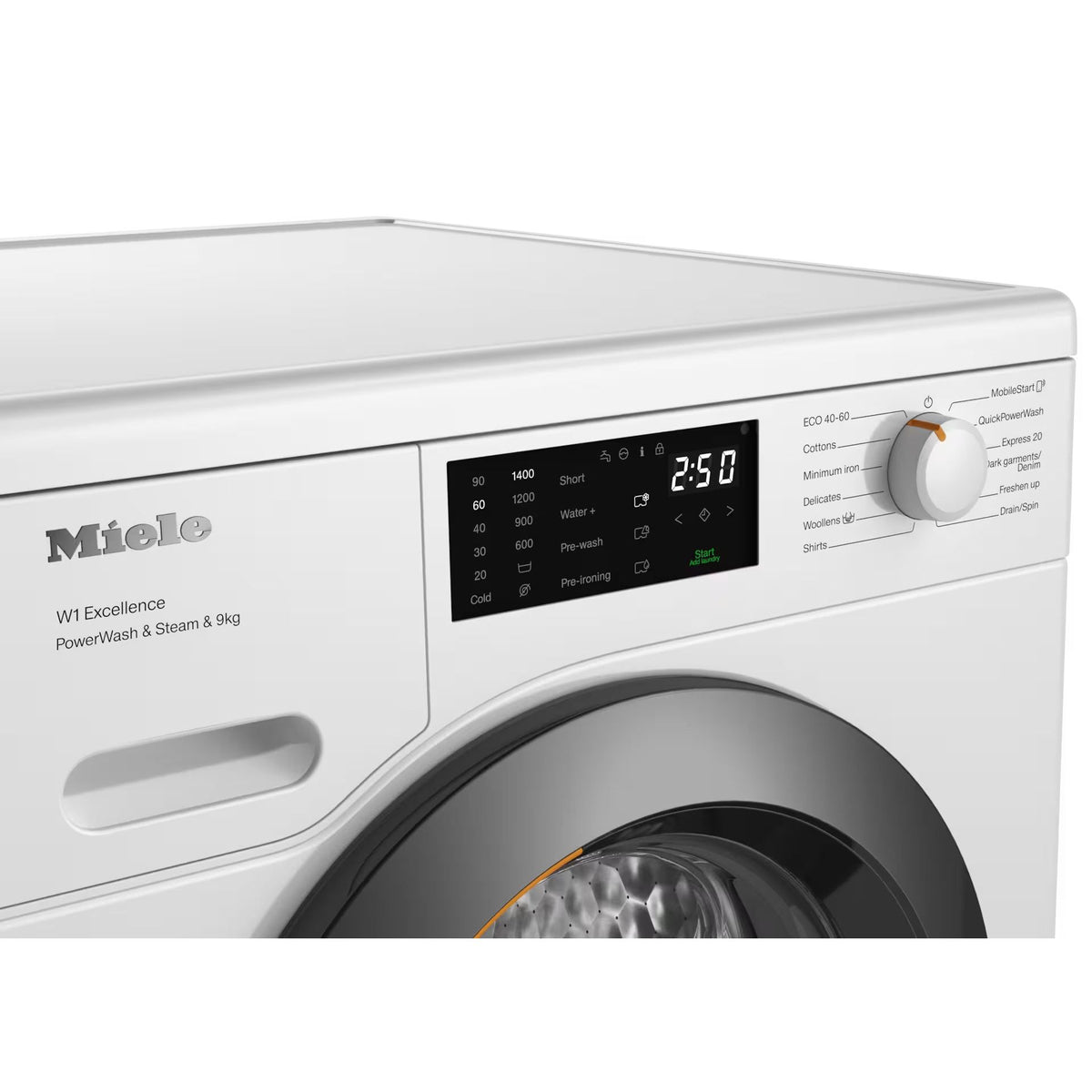 Miele W1 PWash &amp; Steam 9KG 1400RPM Freestanding Washing Machine - Lotus White | WED 385 from Miele - DID Electrical