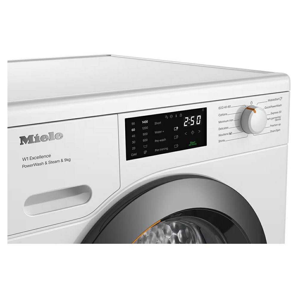 Miele W1 PWash &amp; Steam 9KG 1400RPM Freestanding Washing Machine - Lotus White | WED 385 from Miele - DID Electrical
