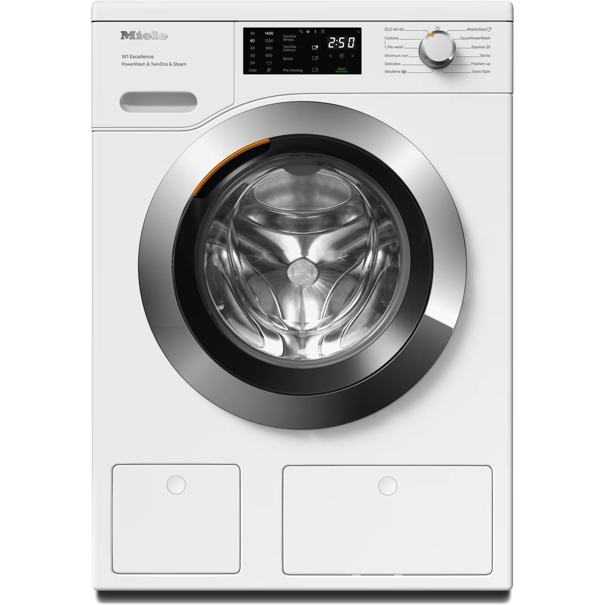 Miele PWash&amp;TDos&amp;Steam 9KG 1400RPM Freestanding Washing Machine - Lotus White | WEG885 WCS from Miele - DID Electrical