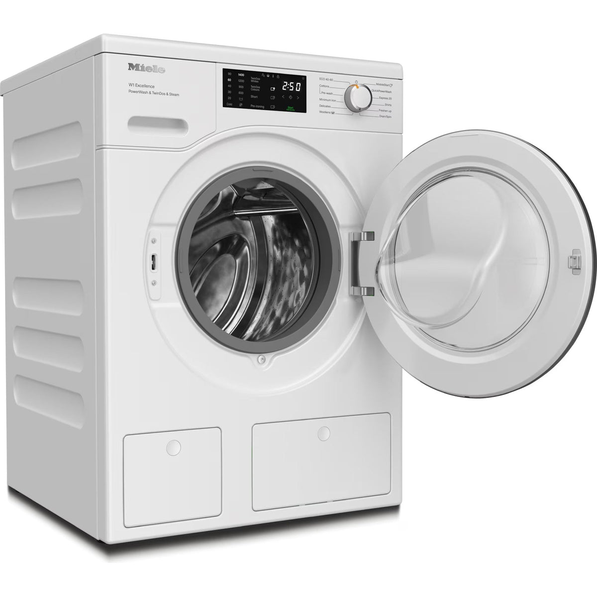 Miele PWash&amp;TDos&amp;Steam 9KG 1400RPM Freestanding Washing Machine - Lotus White | WEG885 WCS from Miele - DID Electrical