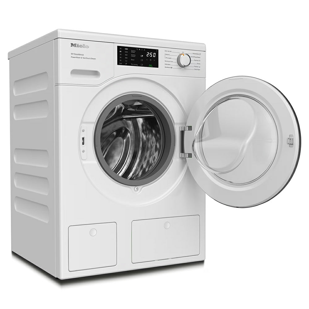 Miele PWash&amp;TDos&amp;Steam 9KG 1400RPM Freestanding Washing Machine - Lotus White | WEG885 WCS from Miele - DID Electrical