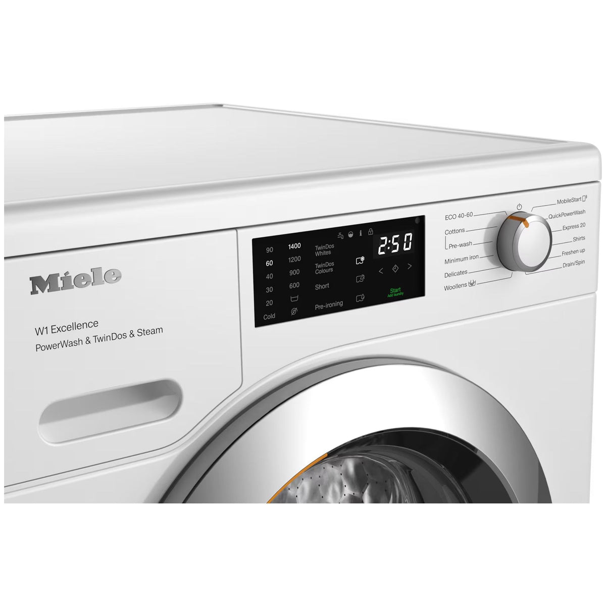 Miele PWash&amp;TDos&amp;Steam 9KG 1400RPM Freestanding Washing Machine - Lotus White | WEG885 WCS from Miele - DID Electrical