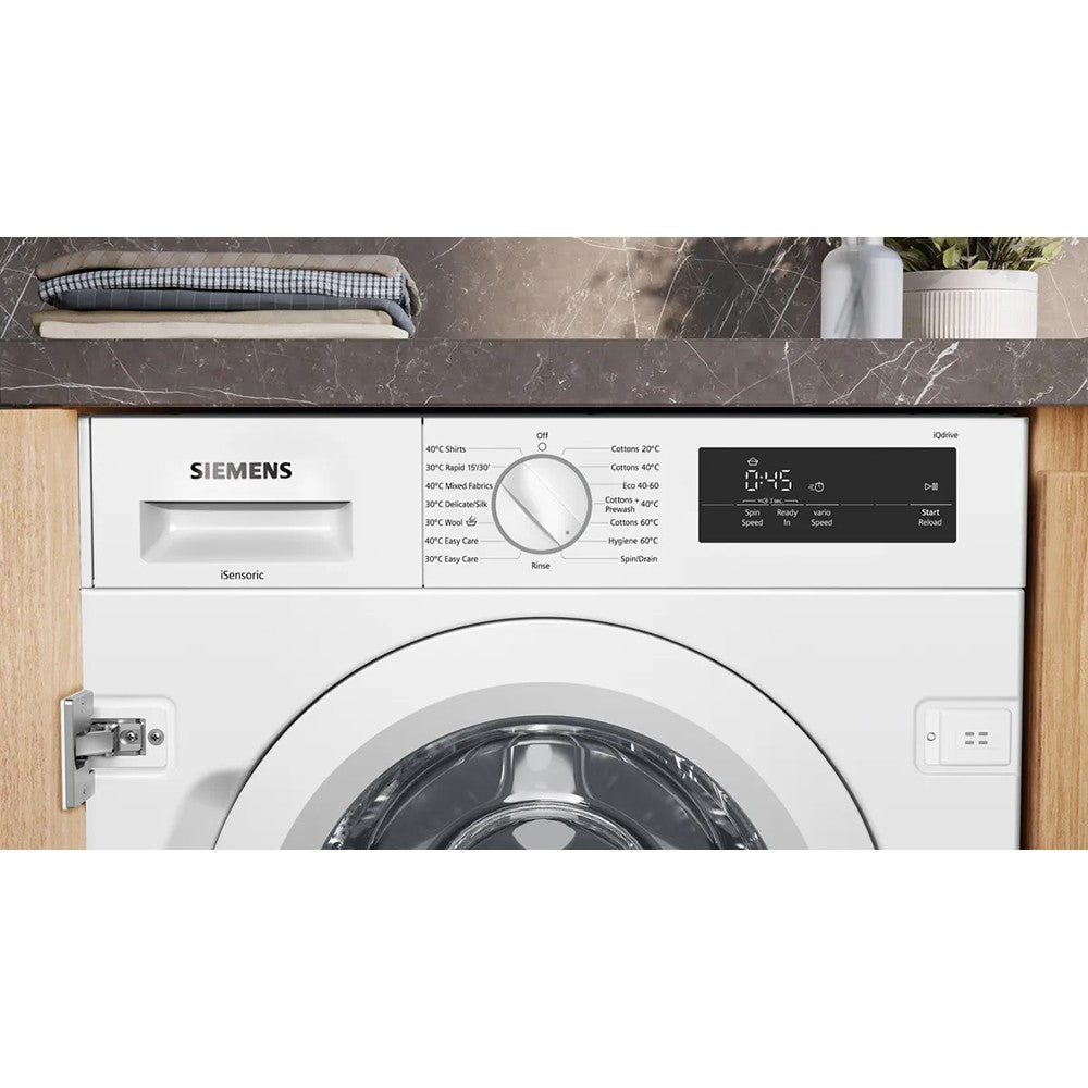 Siemens iQ500 8KG Built-In Washing Machine - White | WI14W302GB4 from Siemens - DID Electrical