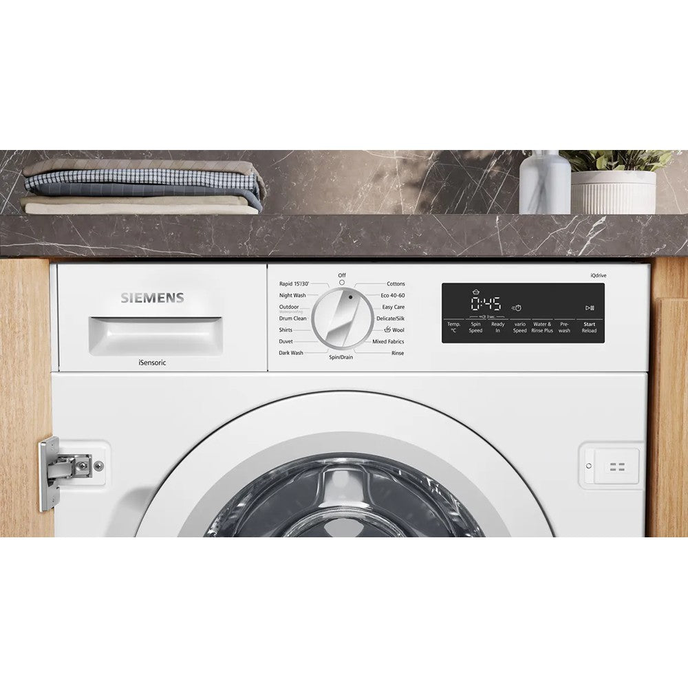 Siemens iQ700 8KG Built-In Washing Machine - White | WI14W502GB from Siemens - DID Electrical