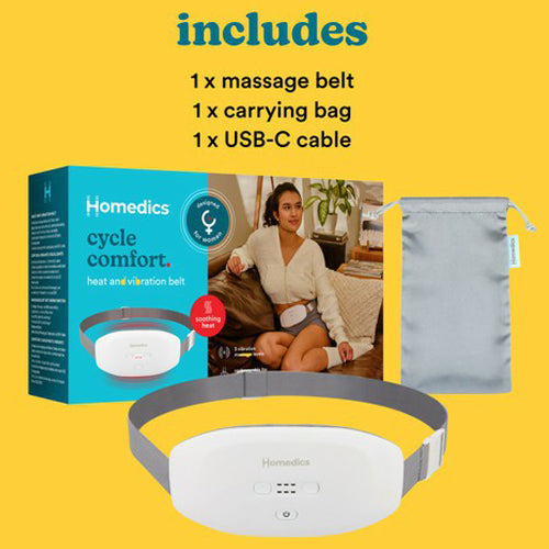 Homedics Cycle Comfort Heat and Vibration Belt - White &amp; Grey | WMH-200H from Homedics - DID Electrical