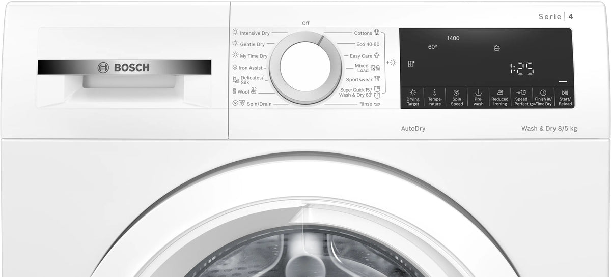 Bosch Series 4 8KG/5KG 1400RPM Freestanding Washer Dryer - White | WNA134U8GB