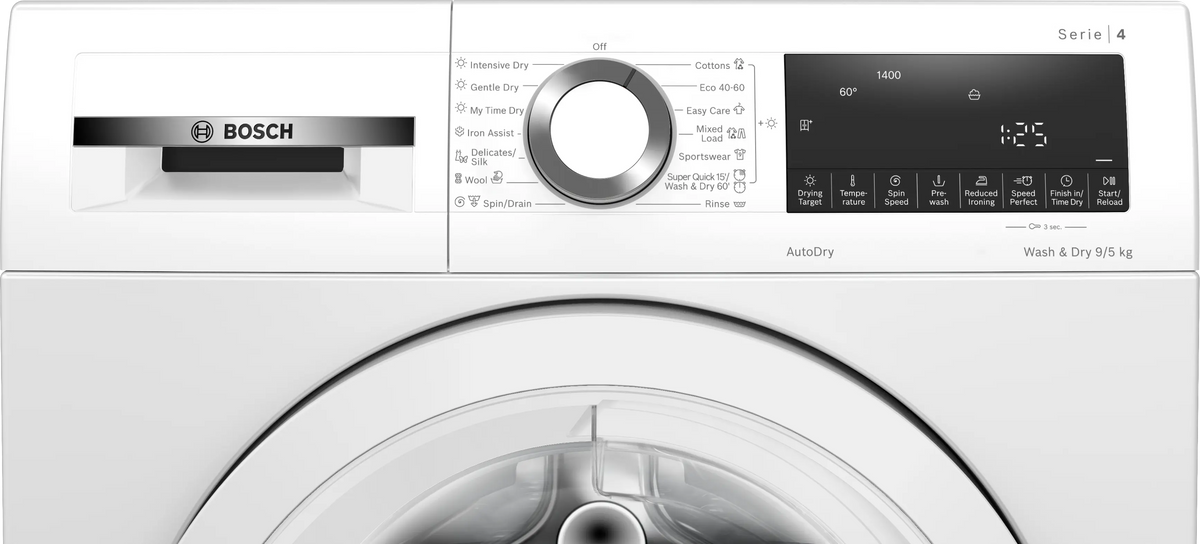 Bosch Series 4 9KG/5KG 1400RPM Freestanding Washer Dryer - White | WNA144V9GB