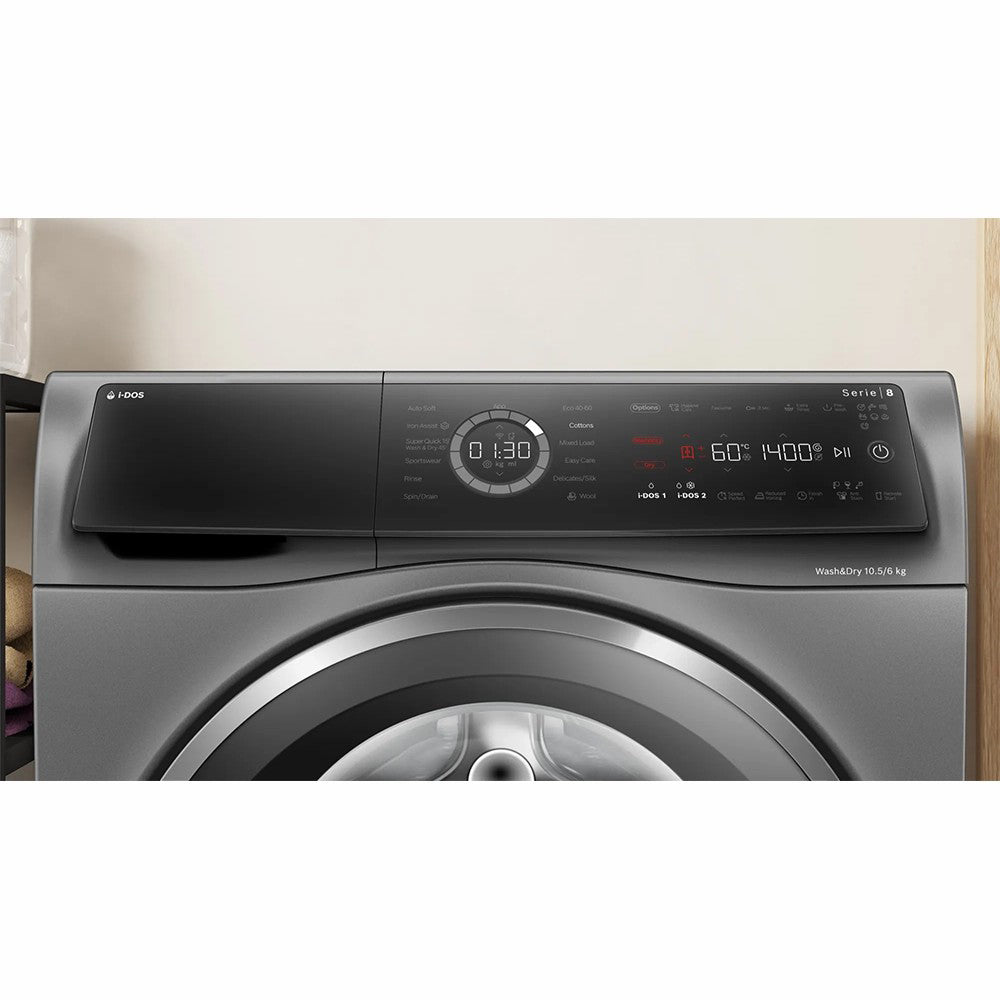 Bosch Series 8 10.5/6KG 1400RPM Freestanding Washer Dryer - Iron Grey | WNC254ARGB from Bosch - DID Electrical