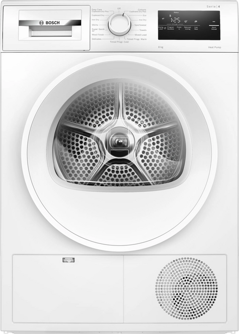 Bosch Series 4 8KG Freestanding Heat Pump Tumble Dryer - White | WTH85225IE