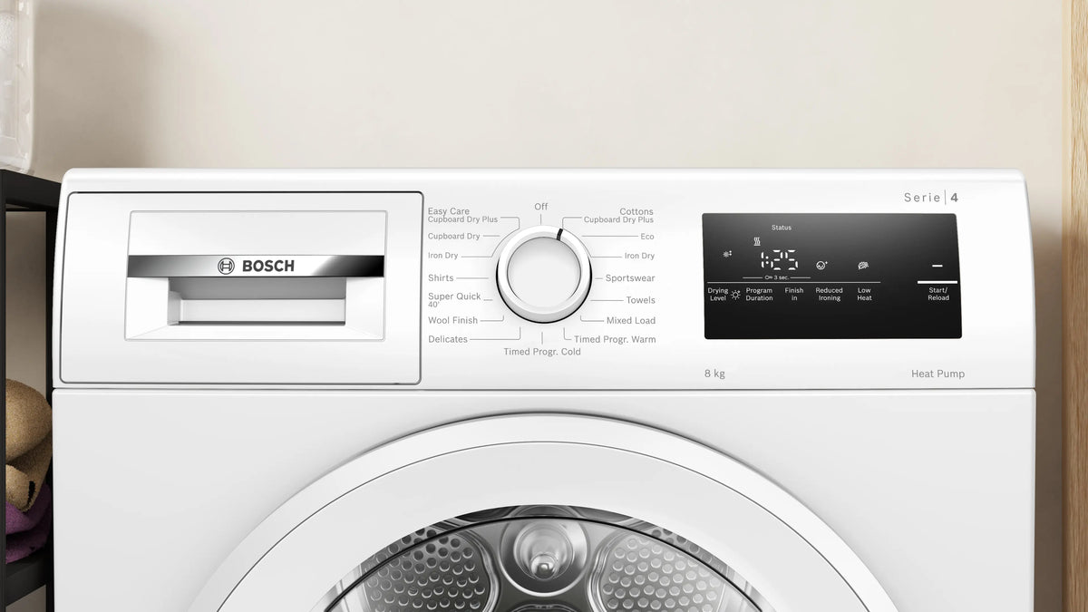 Bosch Series 4 8KG Freestanding Heat Pump Tumble Dryer - White | WTH85225IE