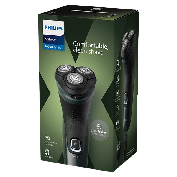 Philips 3000X Series Wet &amp; Dry Electric Shaver - Dark Forest Green | X3052/00 from Philips - DID Electrical