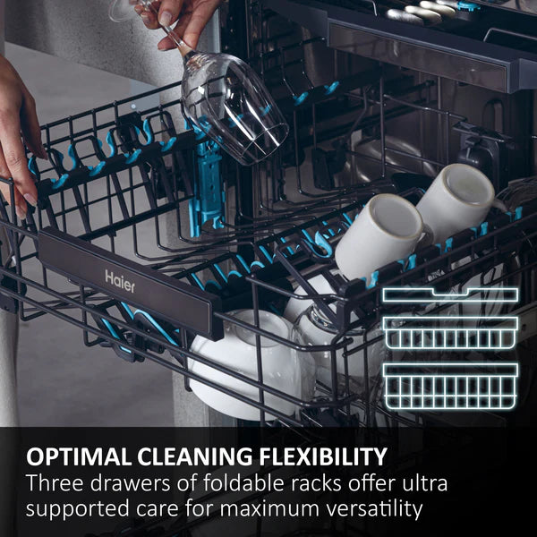 Haier I-Pro Shine Series 7 60CM Freestanding Standard Dishwasher - Anthracite | XF4A4M4PDA-80 from Haier - DID Electrical