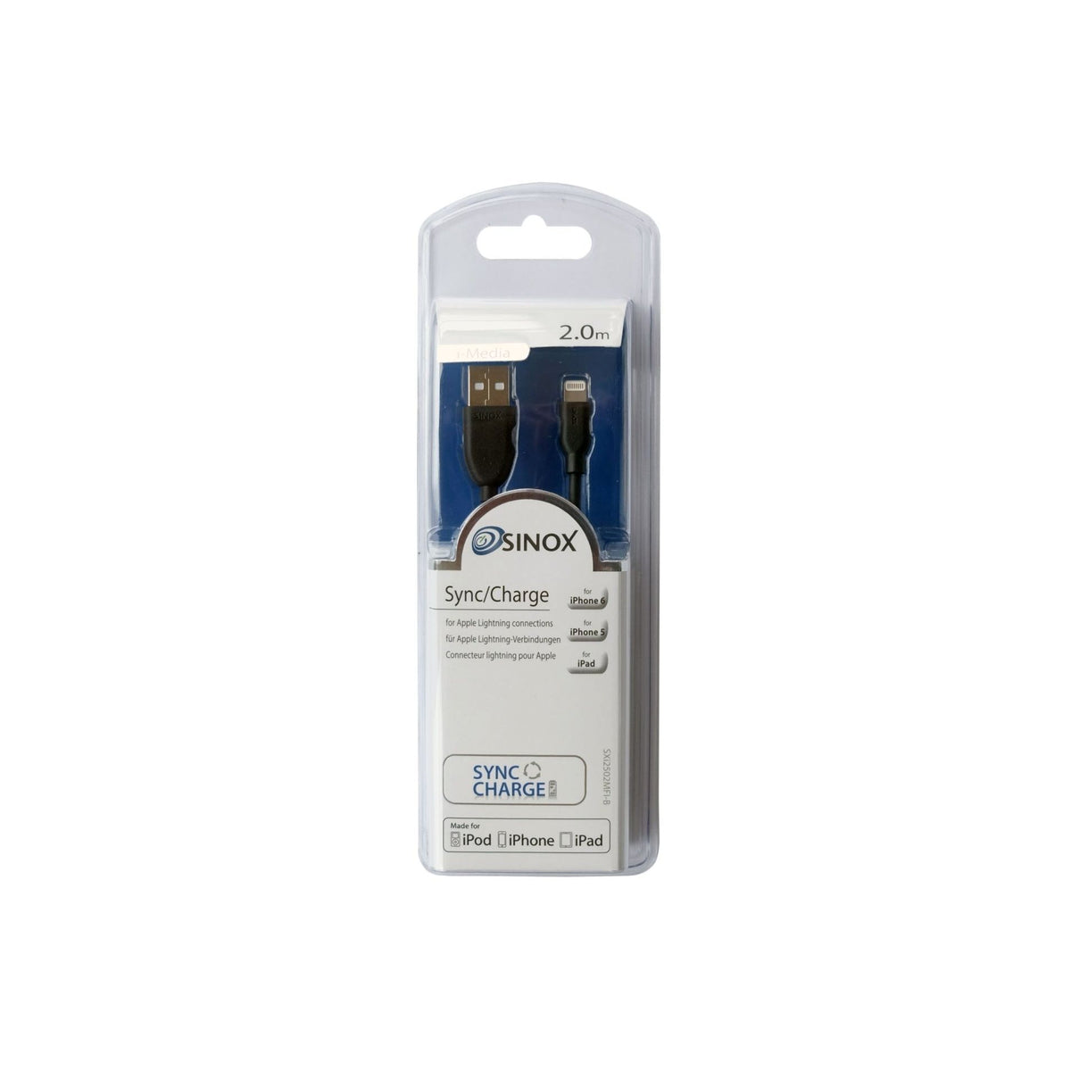Sinox 2M iMedia Lightning Cable with Original Apple Chip - Black | XI2502B from Sinox - DID Electrical