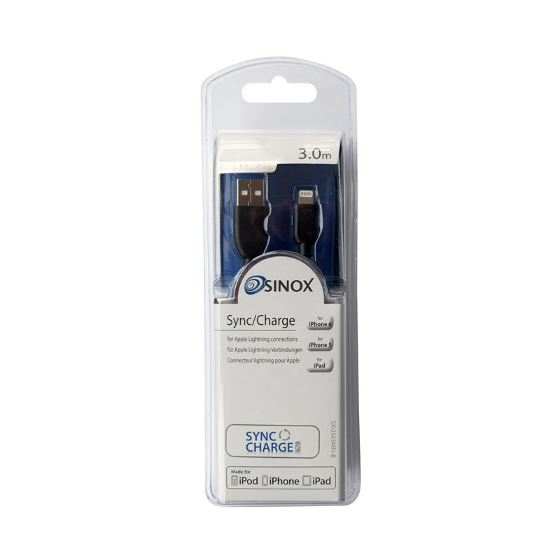 Sinox iMedia 3M USB-A (male) to Lightning MFI (male) Cable - Black | XI2503B from Sinox - DID Electrical