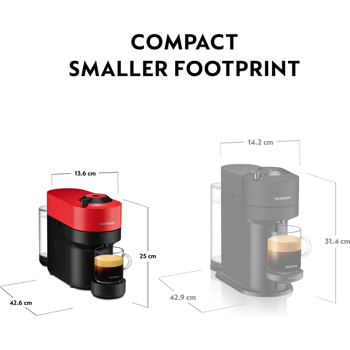 Krups Nespresso Vertuo Pop Pod Coffee Machine - Red | XN920540 from Krups - DID Electrical