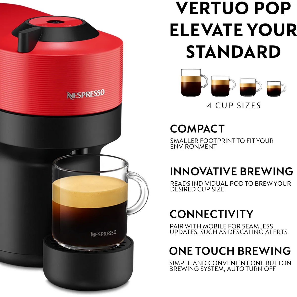 Krups Nespresso Vertuo Pop Pod Coffee Machine - Red | XN920540 from Krups - DID Electrical