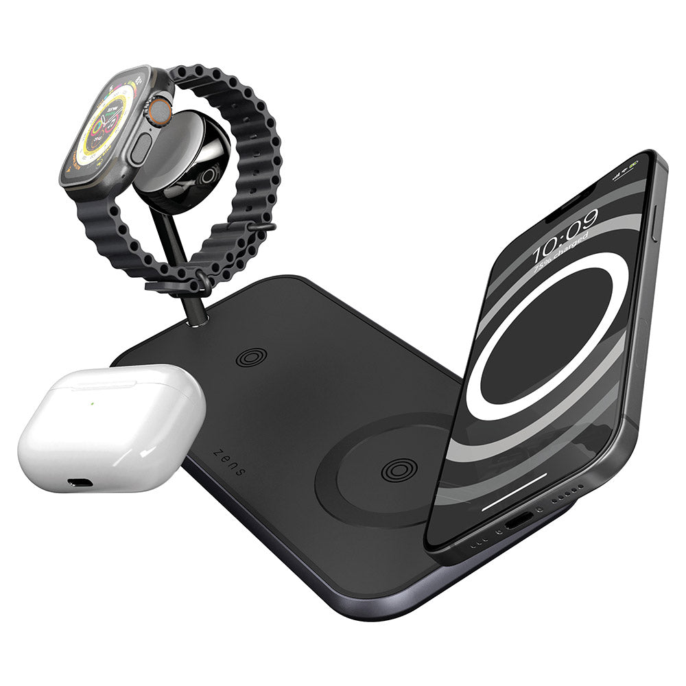 Zens Dual+Watch Aluminium Magnetic Wireless Charger - Black | ZEDC05BM/00 from Zens - DID Electrical