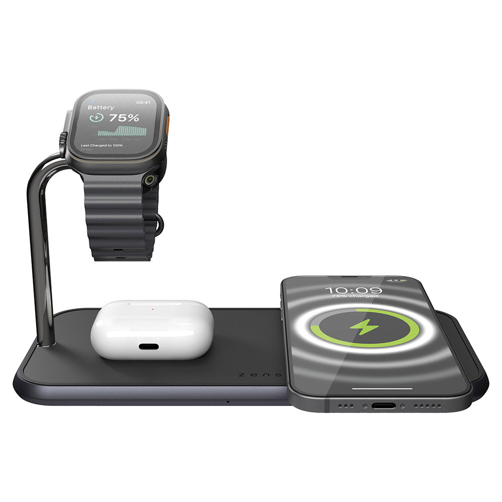 Zens Dual+Watch Aluminium Magnetic Wireless Charger - Black | ZEDC05BM/00 from Zens - DID Electrical
