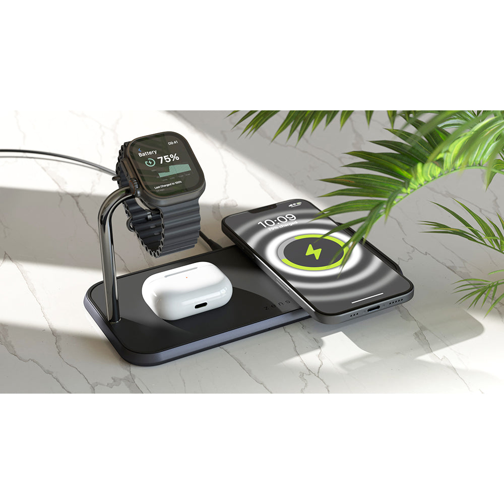 Zens Dual+Watch Aluminium Magnetic Wireless Charger - Black | ZEDC05BM/00 from Zens - DID Electrical