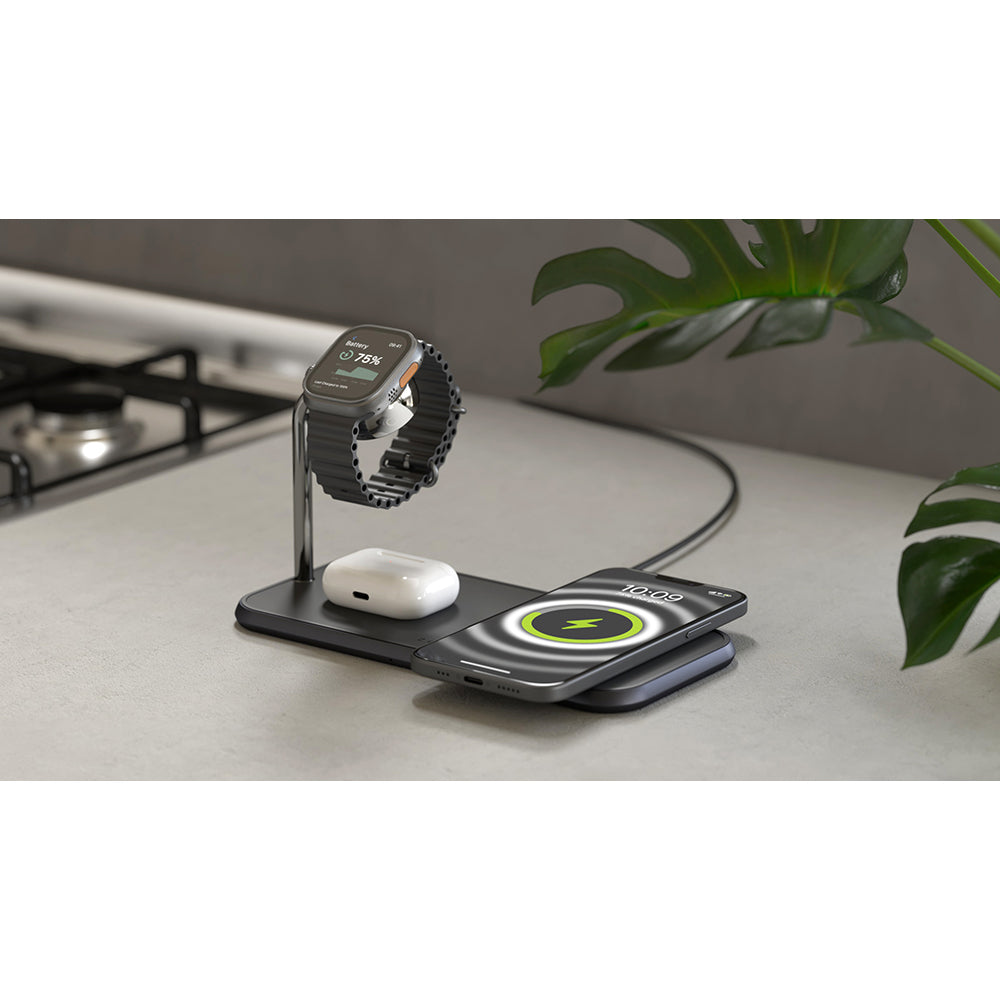 Zens Dual+Watch Aluminium Magnetic Wireless Charger - Black | ZEDC05BM/00 from Zens - DID Electrical