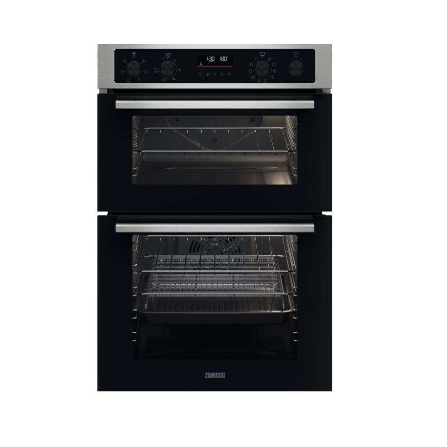 Zanussi Series 40 Built-In Electric Double Oven - Stainless Steel with Anti-fingerprint | ZKCNA7XN from Zanussi - DID Electrical