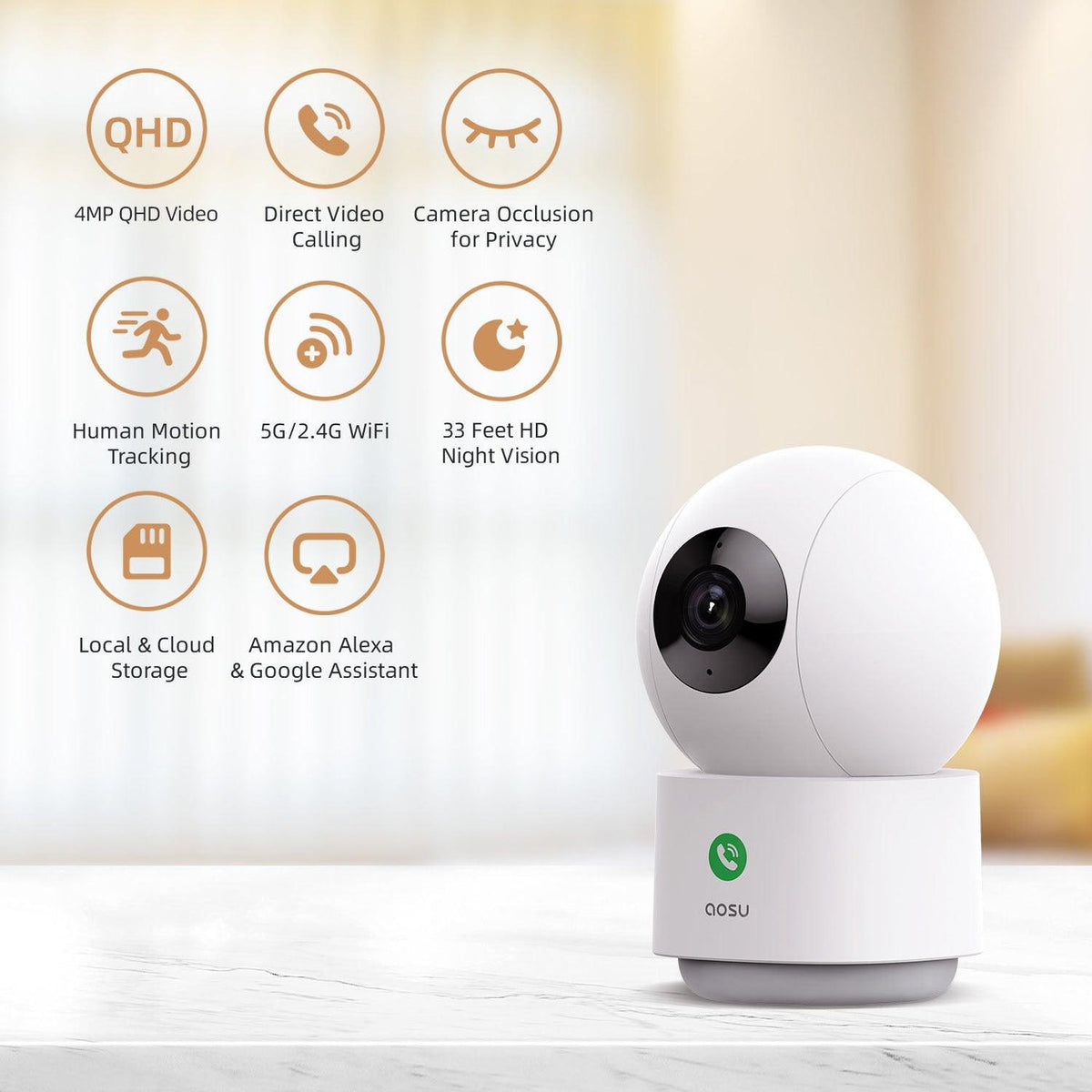 Aosu P1 Pro Indoor Camera - White | c2p from Aosu - DID Electrical