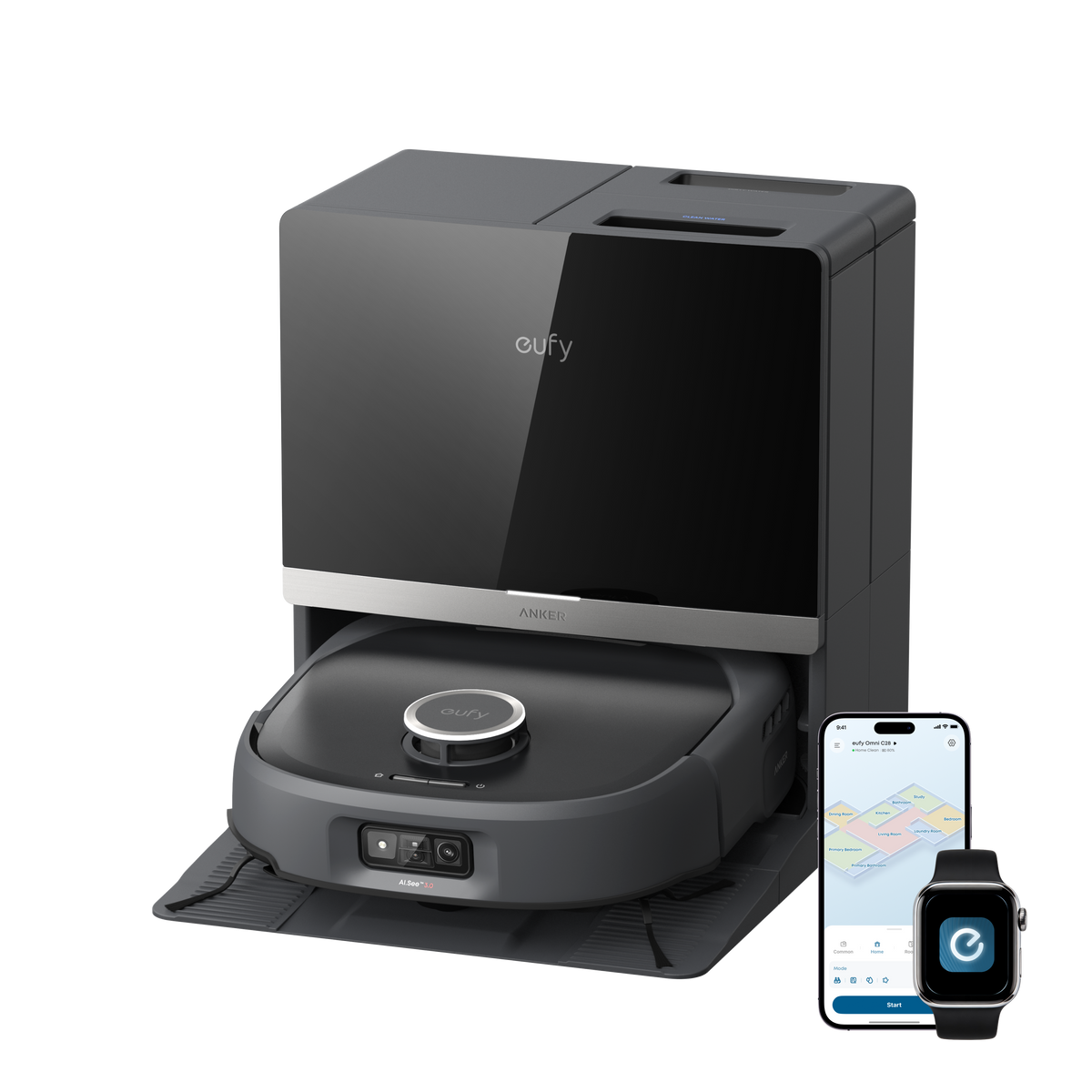 Eufy Omni E35 Robot Vacuum, Mop and Portable Deep Cleaner with All-in-One Station - Black | T210MV11