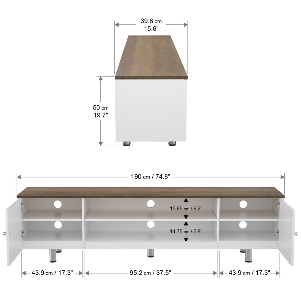 AVF Whitesands 1.9M TV Stand - Satin White | FS1900WSSW from AVF - DID Electrical
