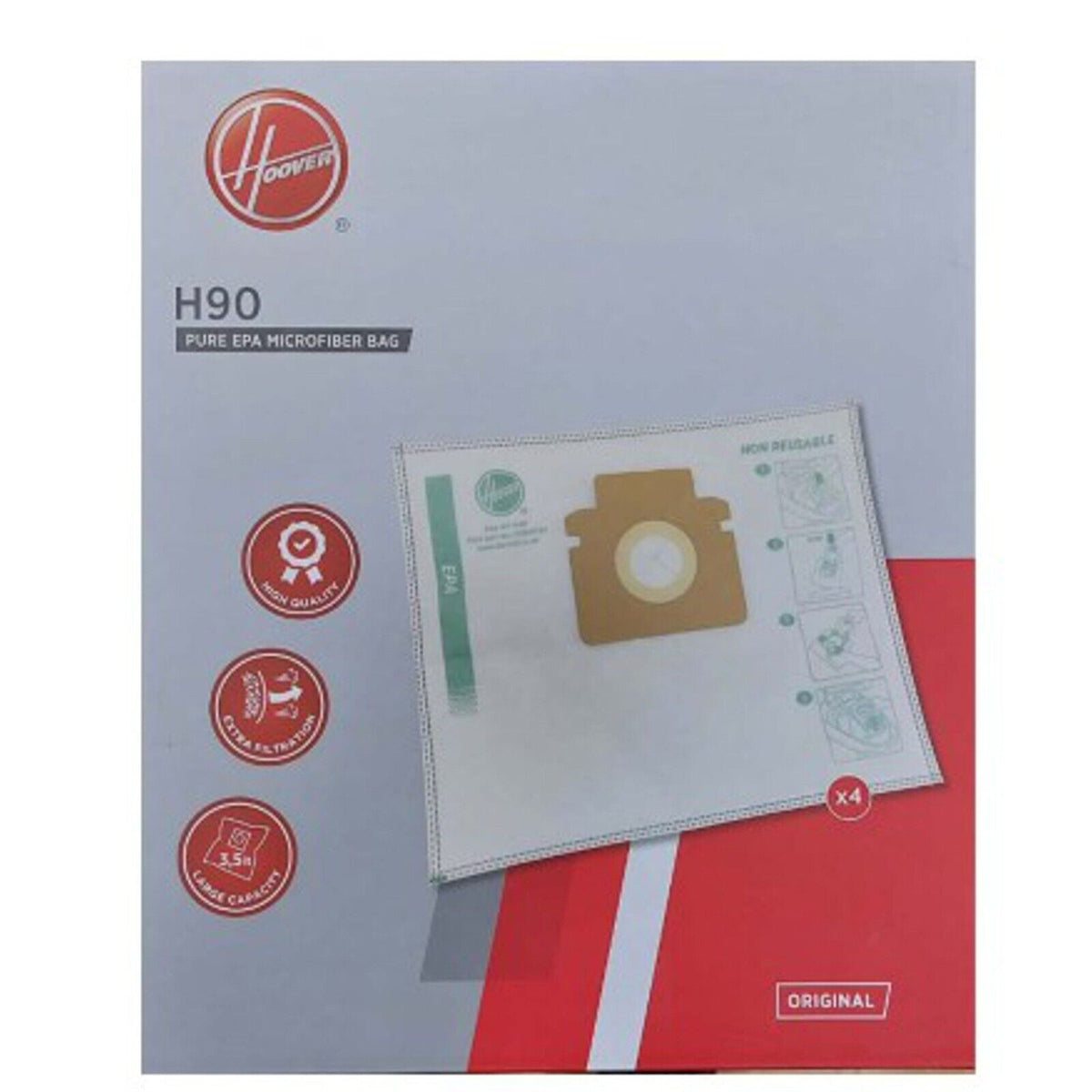 Hoover H90 Vacuum Cleaner Bags H-Energy 300 4 Pieces - White | 35602734 from Hoover - DID Electrical