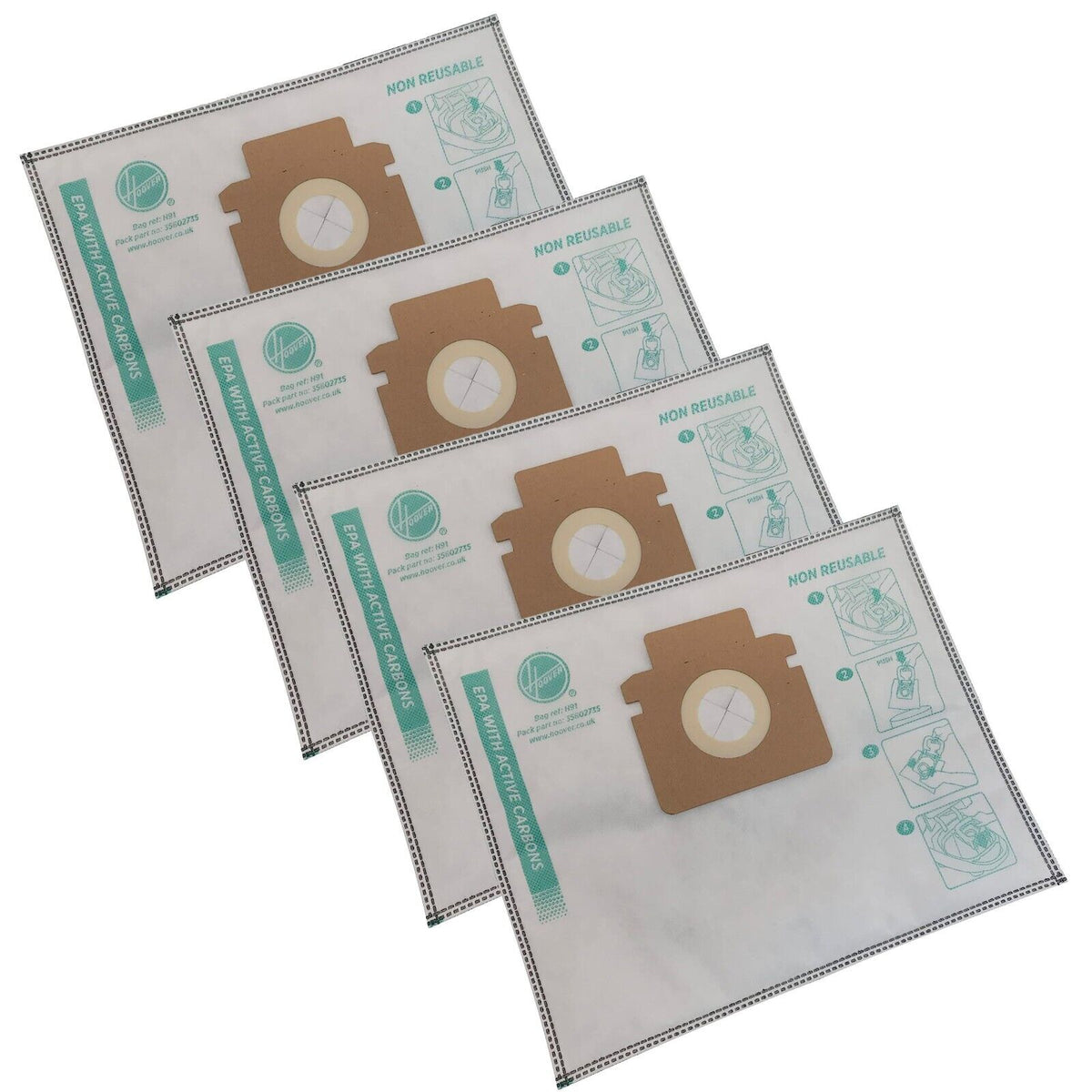 Hoover H90 Vacuum Cleaner Bags H-Energy 300 4 Pieces - White | 35602734 from Hoover - DID Electrical